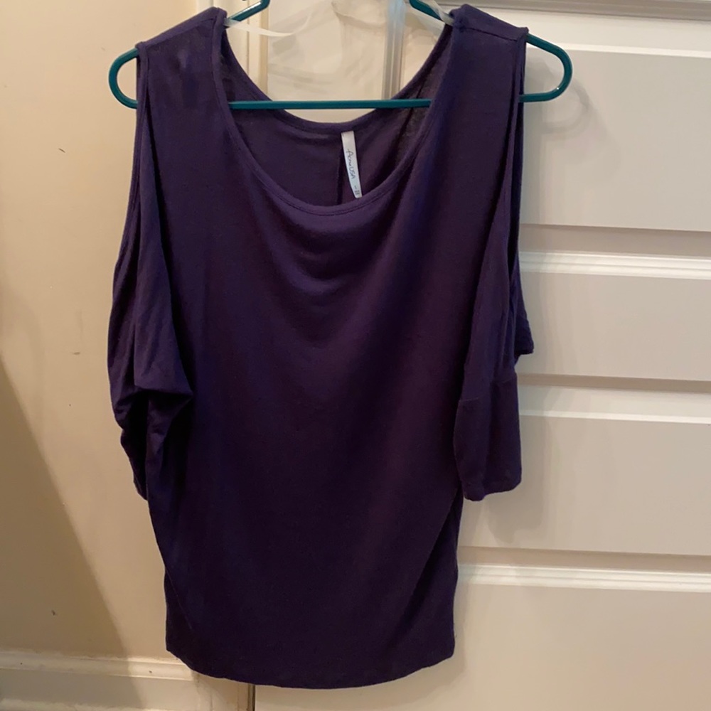 Navy cold shoulder top